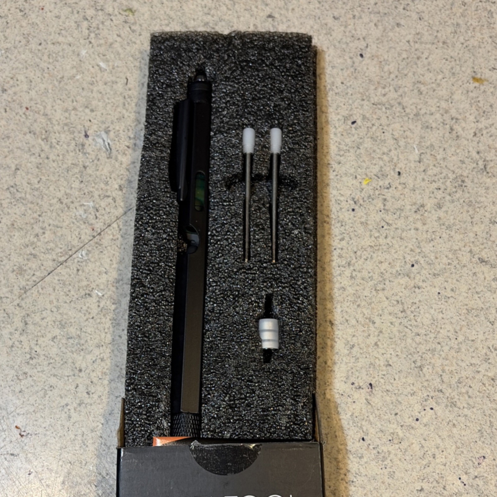 Black Multi-Tool Pen with LED Light, Stylus, Screwdriver, Ruler, Bubble Level