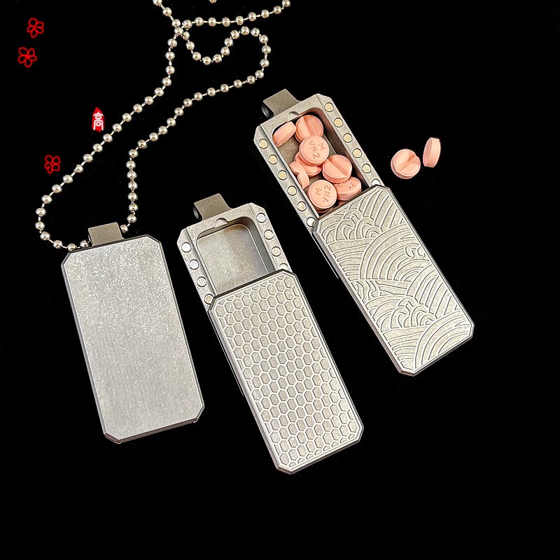Titanium Alloy EDC Dog Tag Necklace Storage Box Mechanical Slider Fidget Toy