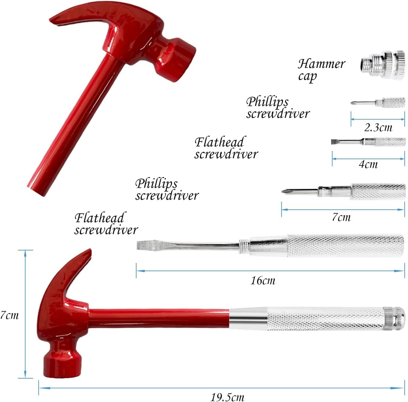 Lightweight 6 in 1 Multitool Hammer & Screwdriver Set – Essential Camping Gear