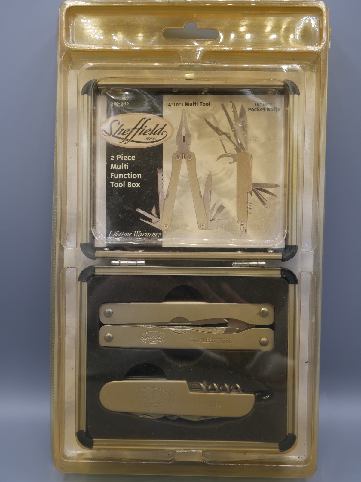 SHEFFIELD 2 PIECE MULTI FUNCTION TOOL BOX 318-382 POCKET KNIFE TOOL SEALED