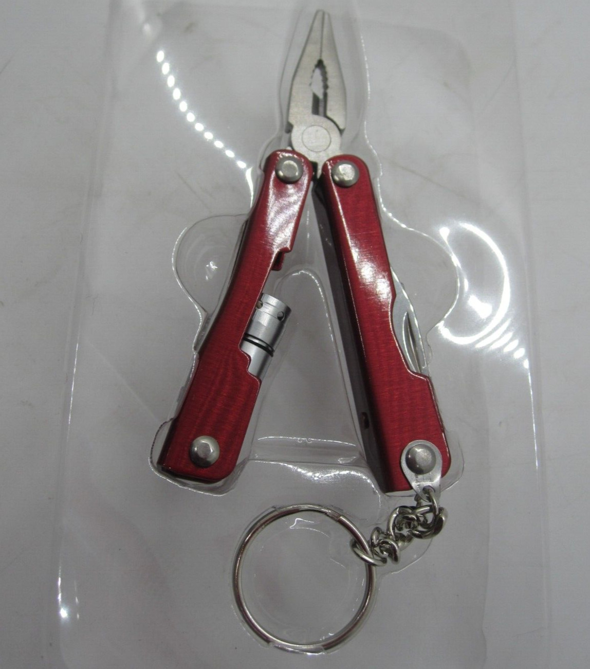 Totes Pocket Tool with Light Red Handle Pliers Wire Cutters Saw Screwdriver More
