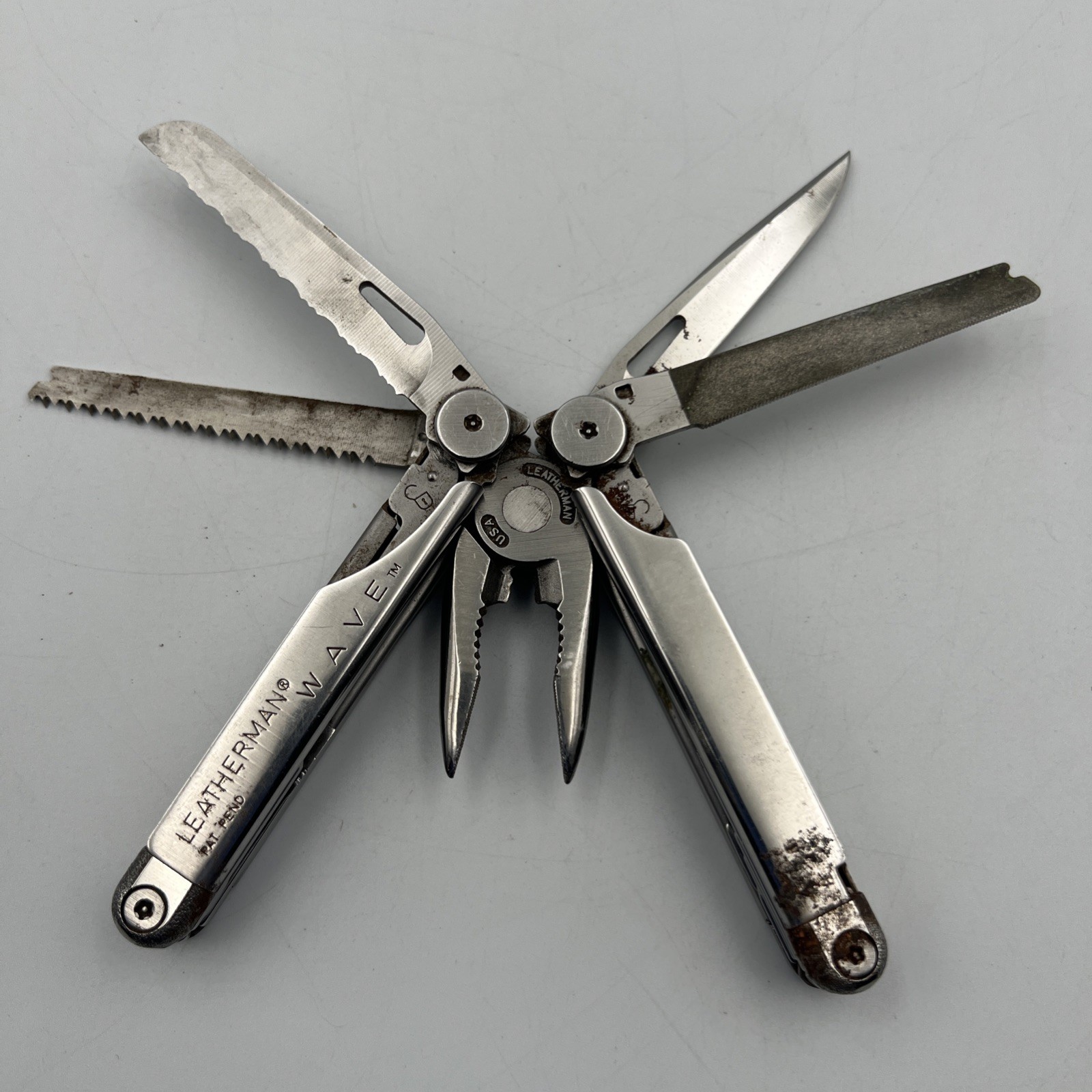 Vintage LEATHERMAN WAVE Pat.Pending Original Multi Tool with leather sheath