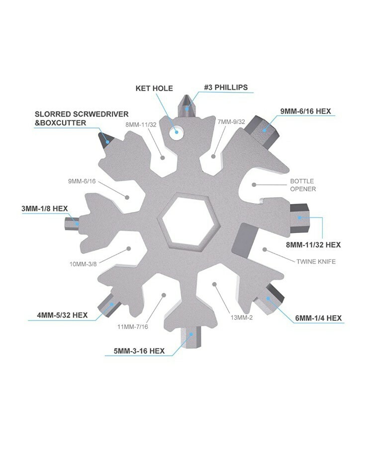 18-in-1 Snowflake Multi Tool, Stainless Steel Snowflake Bottle Opener/Flat…
