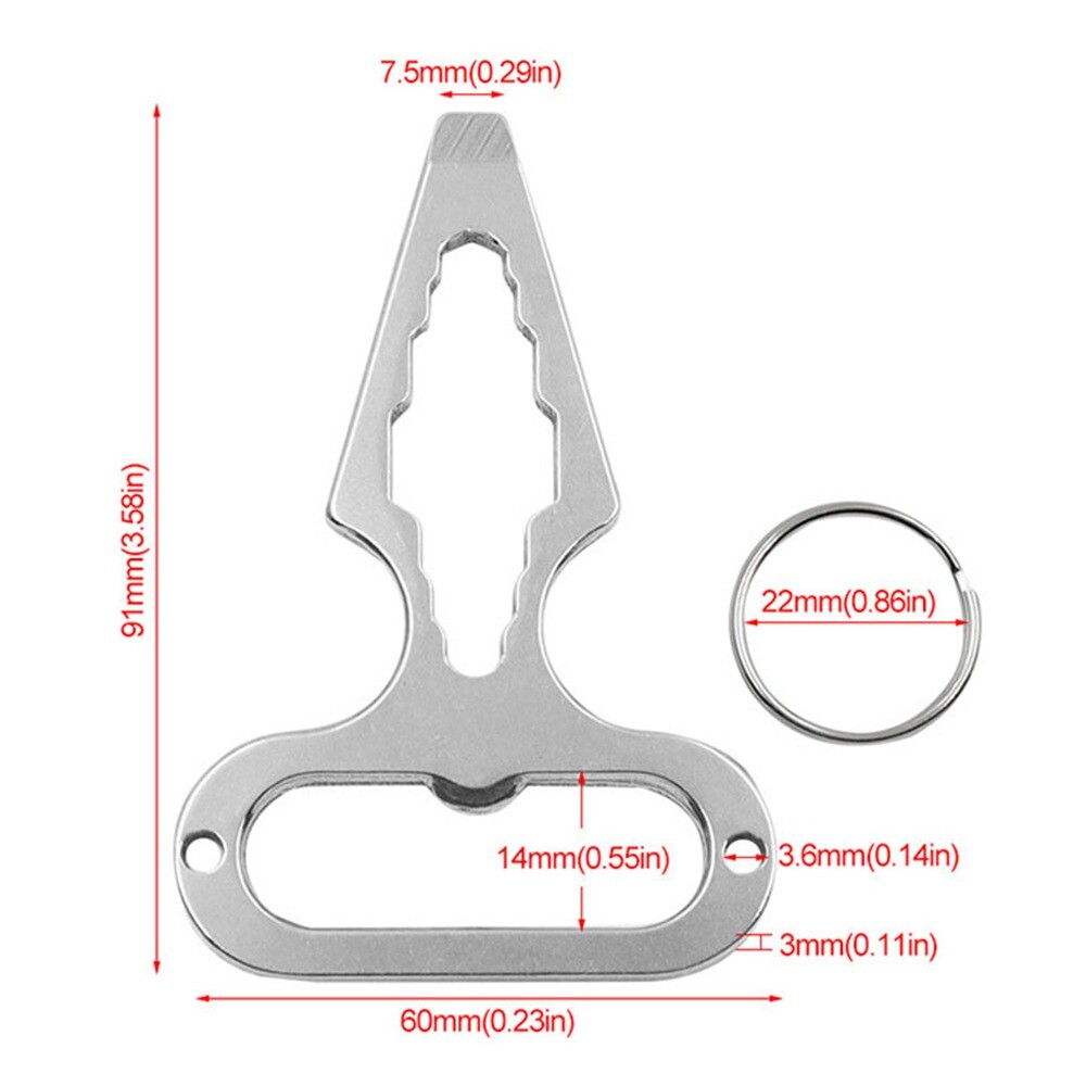1pc Keychain Wrench Stainless Steel Press Buttons Emergency Survival Make Sound