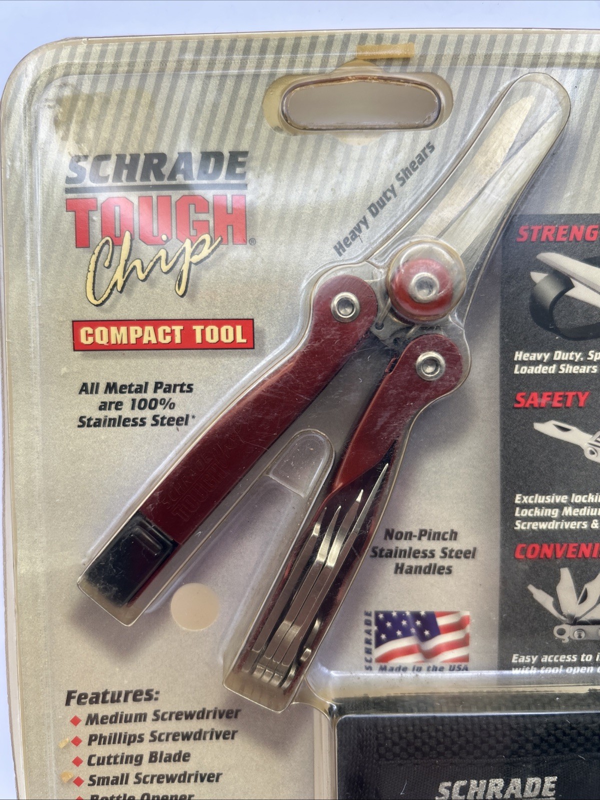 Schrade Tough Chip Compact Multi-Tool USA NOS -Red Grip ST2NCPR