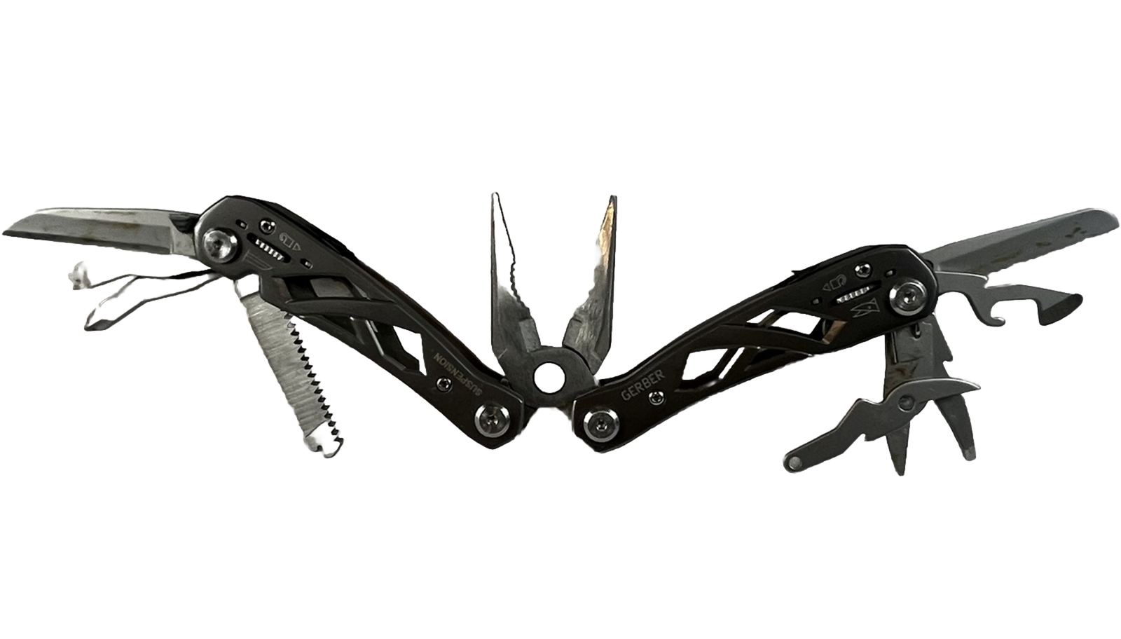 Gerber Suspension 12-in-1 Multi Tool – Pliers Knife Scissors Gray – Very Good