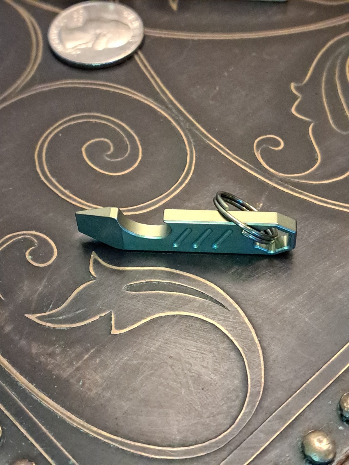 Mini EDC Anodized Gold Titanium Keychain Bottle Opener