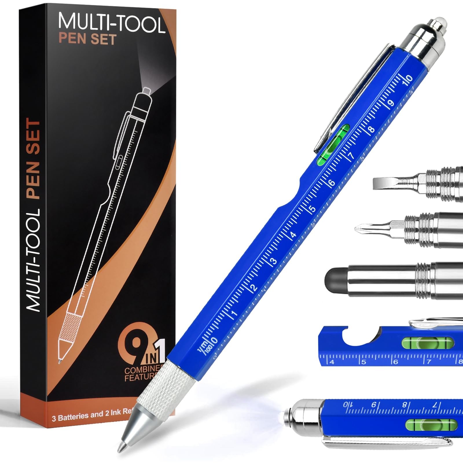 Fathers Day Gifts 9 in 1 Multi Tool Pen for Husband Boyfriend Men Grandpa