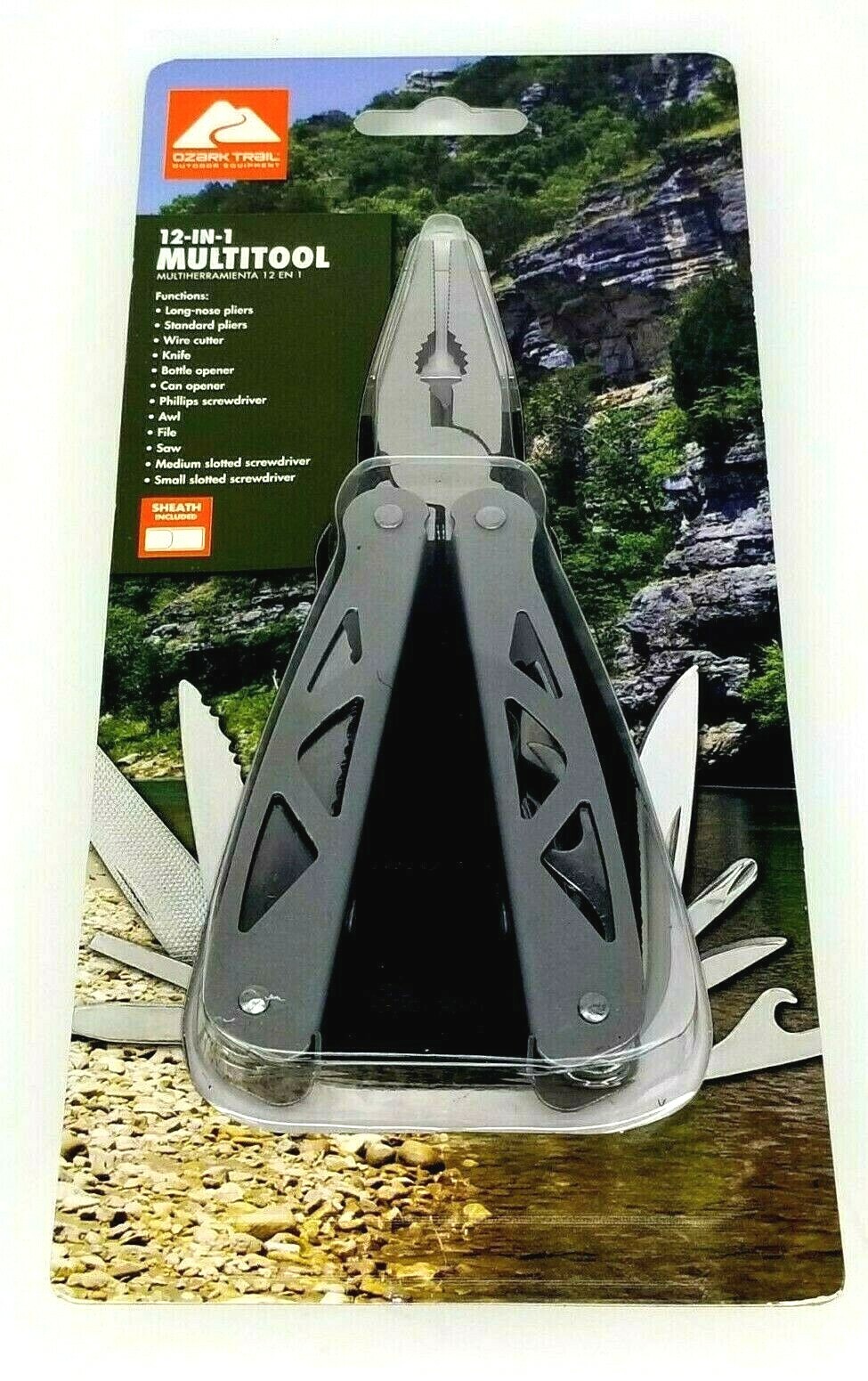Ozark Trail 12-in-1 Multi Tool w/ Sheath Silver Finish Brand New In Packaging