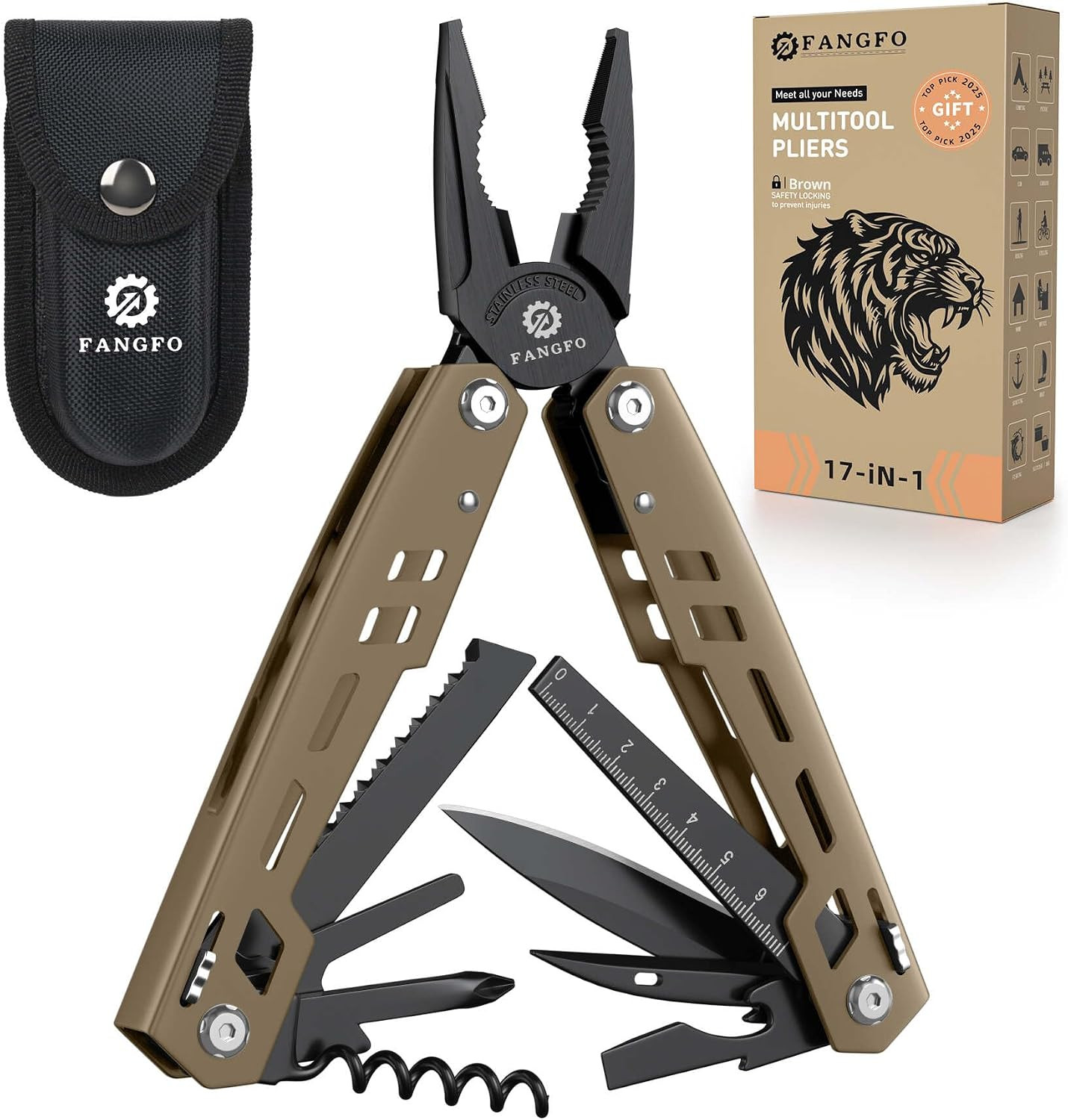 Multitool 17-In-1 Stainless Steel Multi Tool with Pocket Knife Needle Nose Plier