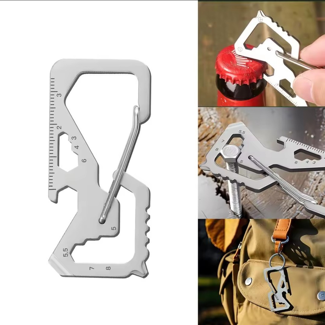 EDC Carabiner Multi Tool Pocket Keychain Hex Wrench Bottle Opener Screwdriver…