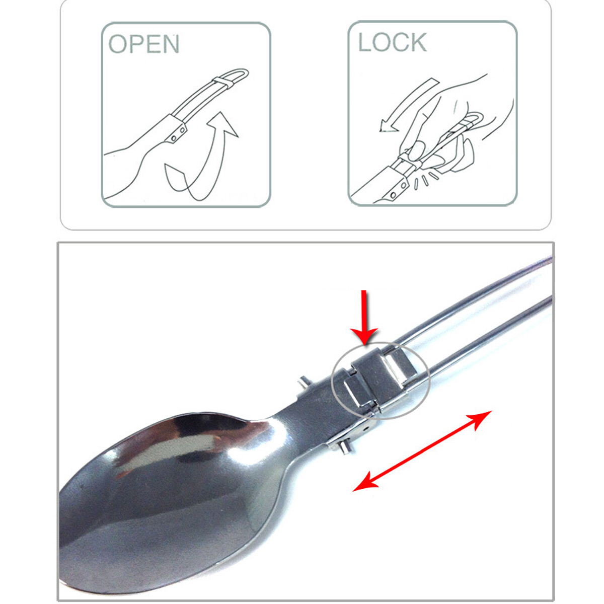 Stainless Steel 3Pcs Folding Camping Picnic Cutlery Utensil Set Spoon Fork Knife