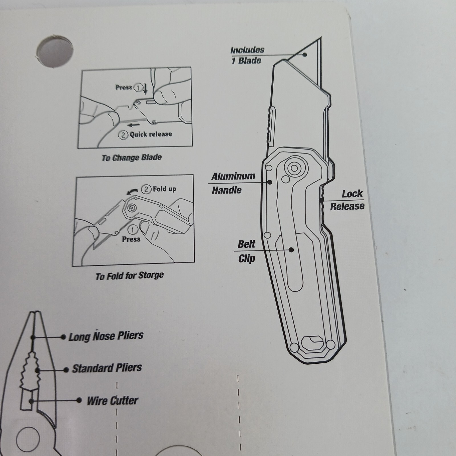 Multitool bundle w/ box knife & bottle opener. Black metal. Camping / Emergency