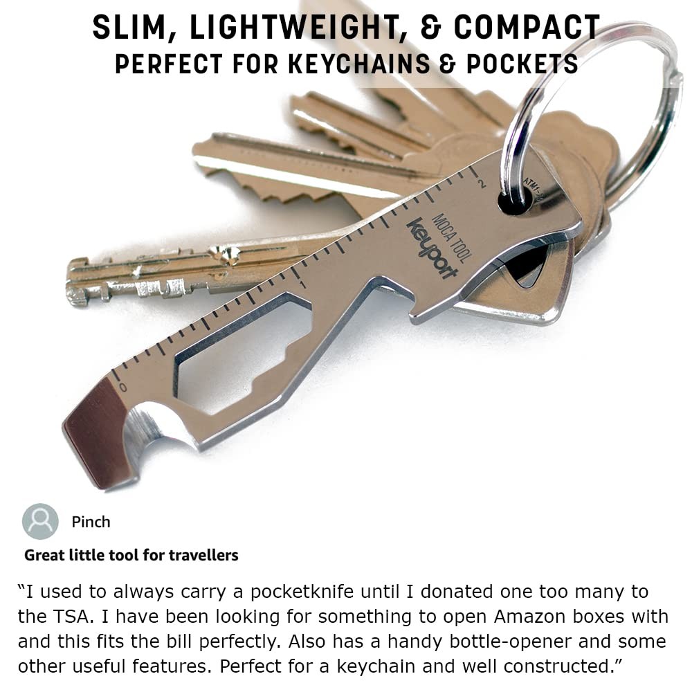 10-in-1 Keychain Multitool: Pry Bar, Bottle Opener, Screwdriver, TSA Safe