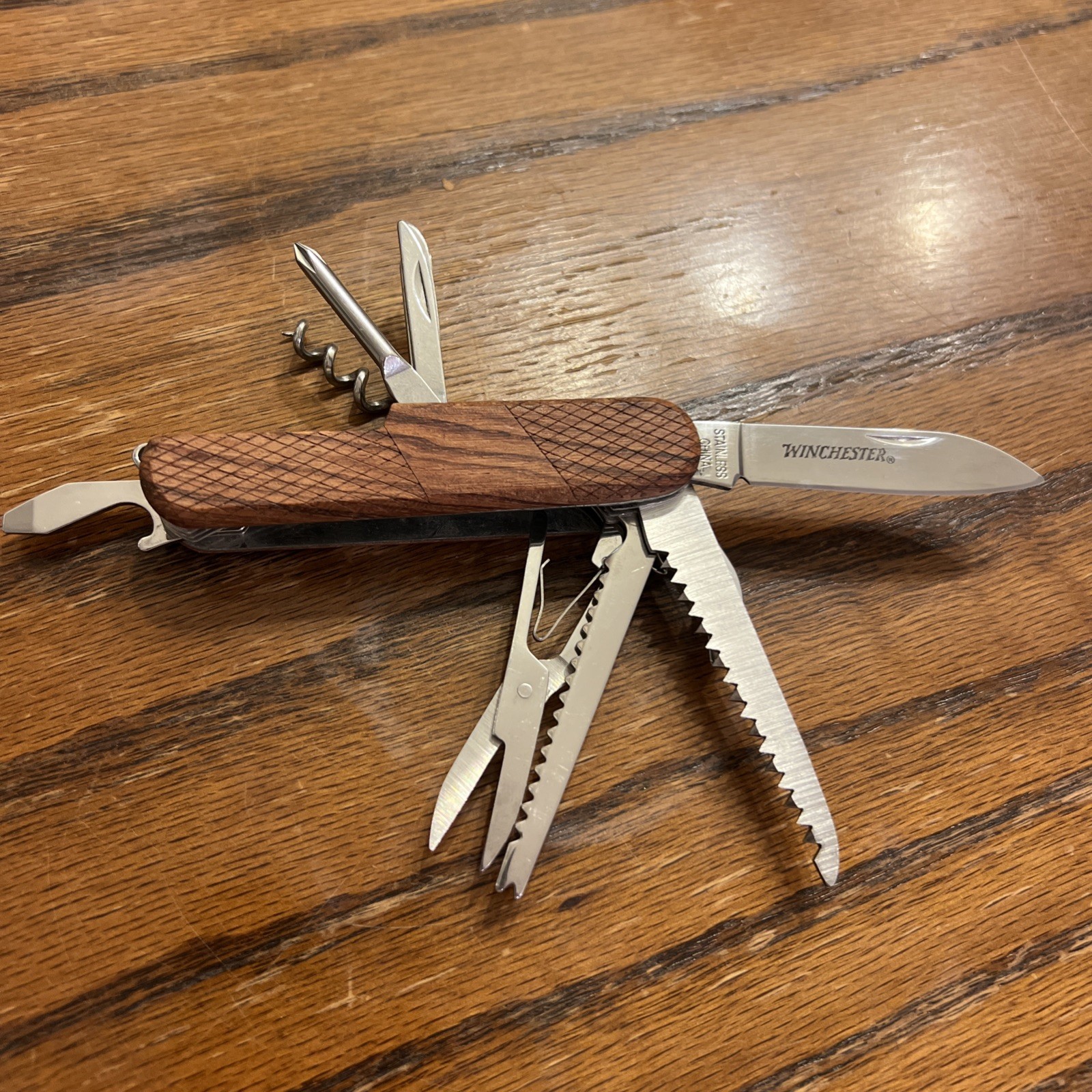 11 Tool Winchester “Swiss” Army Knife Wood-Handled Multi-Tool Knife