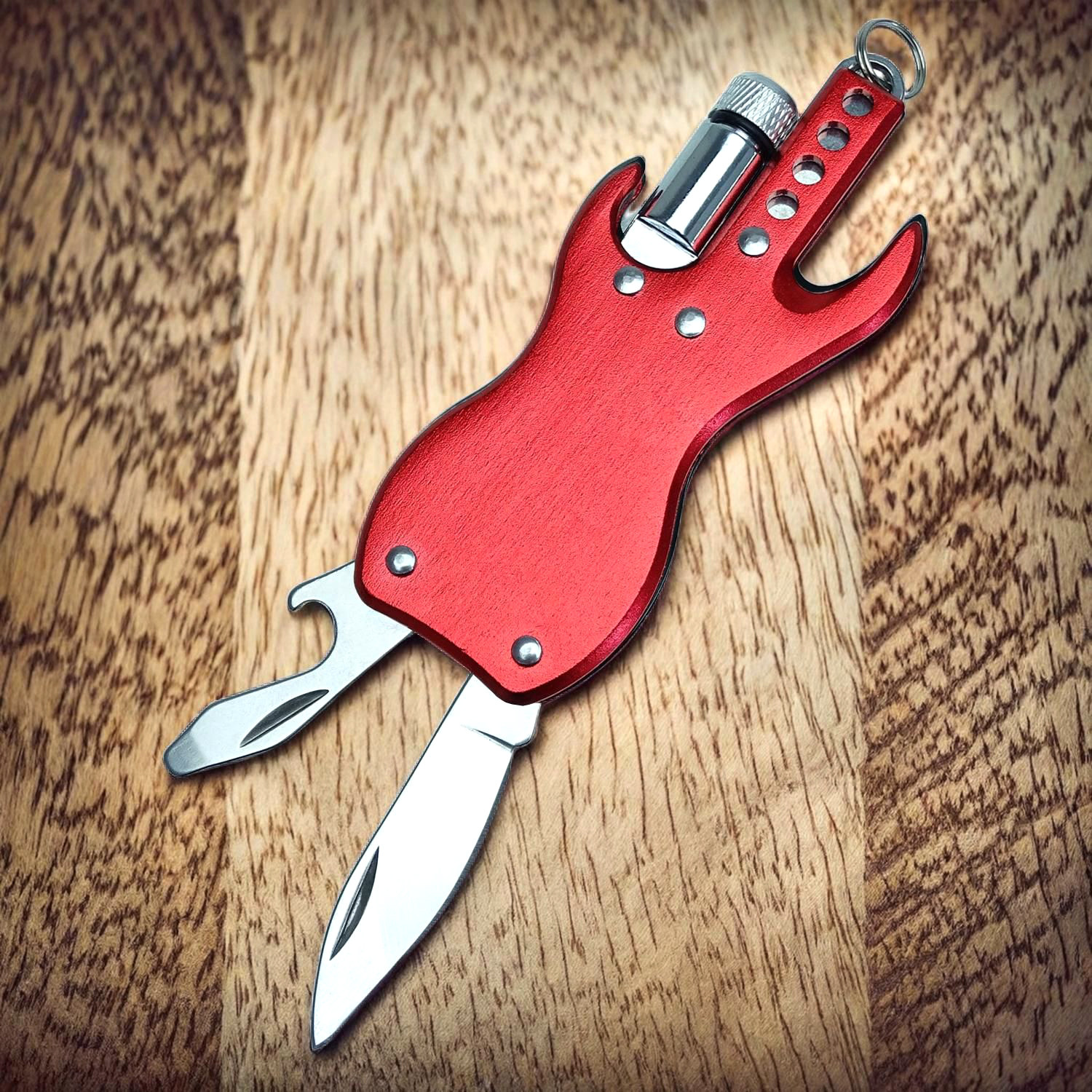 keepdrum KDMT-RD Multi Tool Keychain Guitar Red