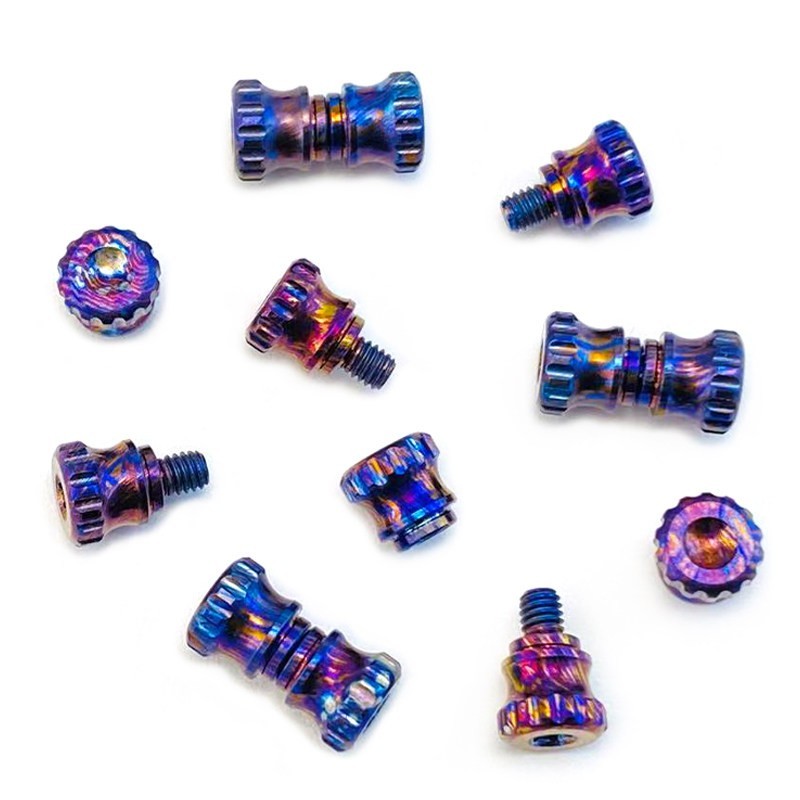 Timascus Thumb Stud and Pivot Screw Set Damascus Style CNC DIY Knife Parts