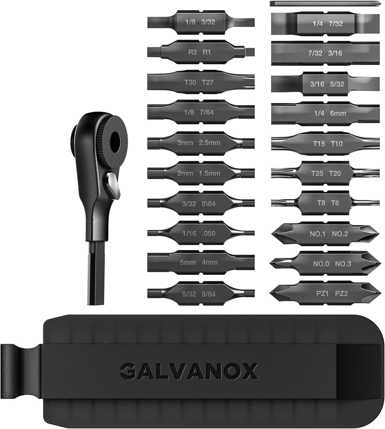 21-Piece Bit Kit with Flat-End Ratchet Driver & Sheath for Leatherman [59HRC]