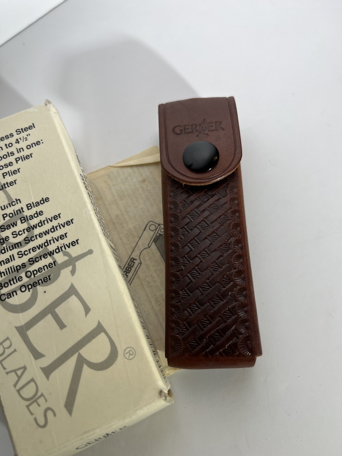 Vintage Gerber Multi Tool Stainless Steel Made USA File Leather Sheath NEW