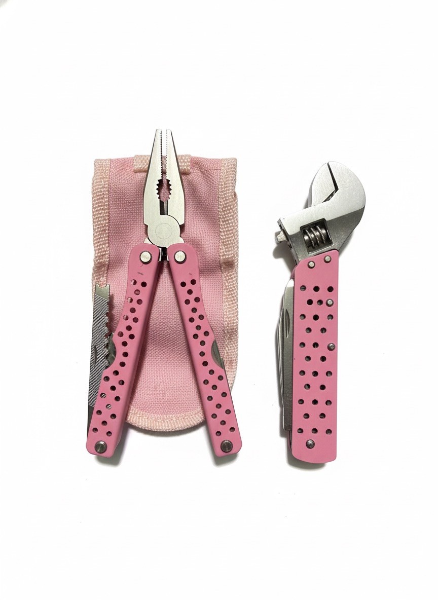 Tools For Her Includes 14 in 1 Multifunctional Tool & Wrench Set Pink