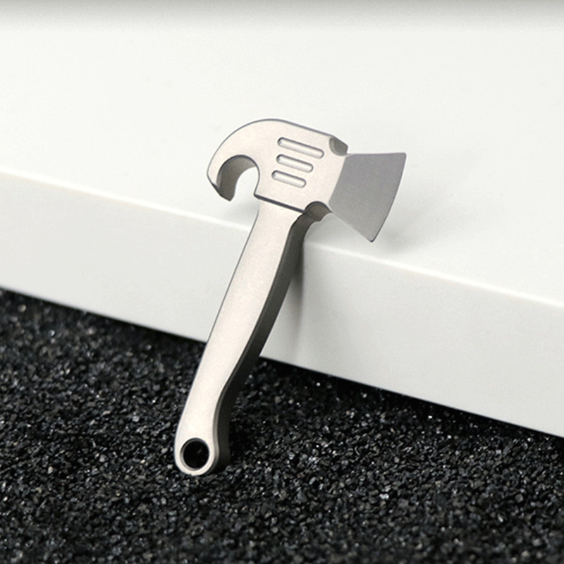 Mini Titanium Alloy Pendant Pry Bar Crowbar Bottle Opener Necklace EDC Keychain