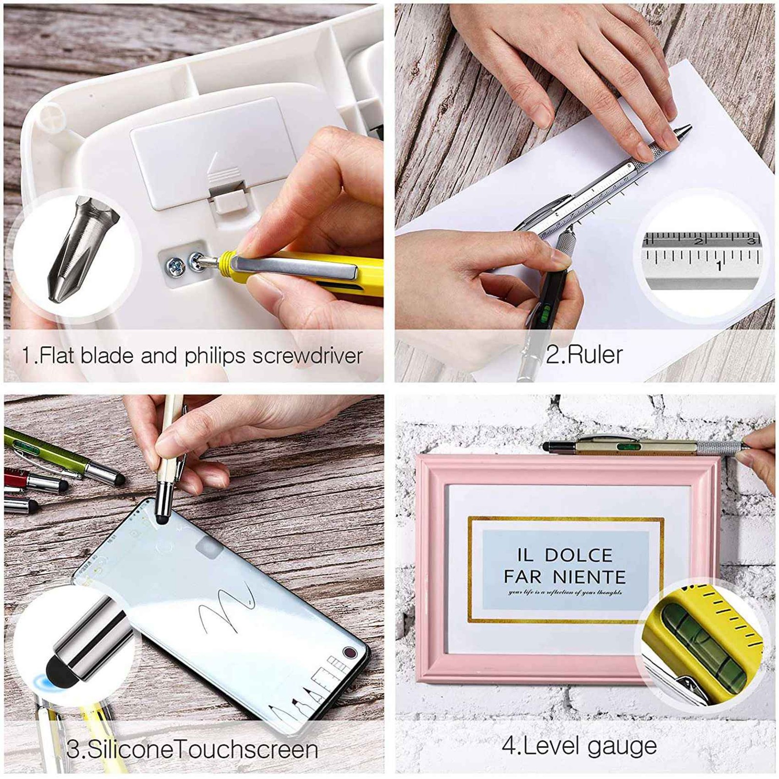 8 Pcs 6-In-1 Multitool Ballpoint Pens Gift Tool Pen Personalized Pen with5977