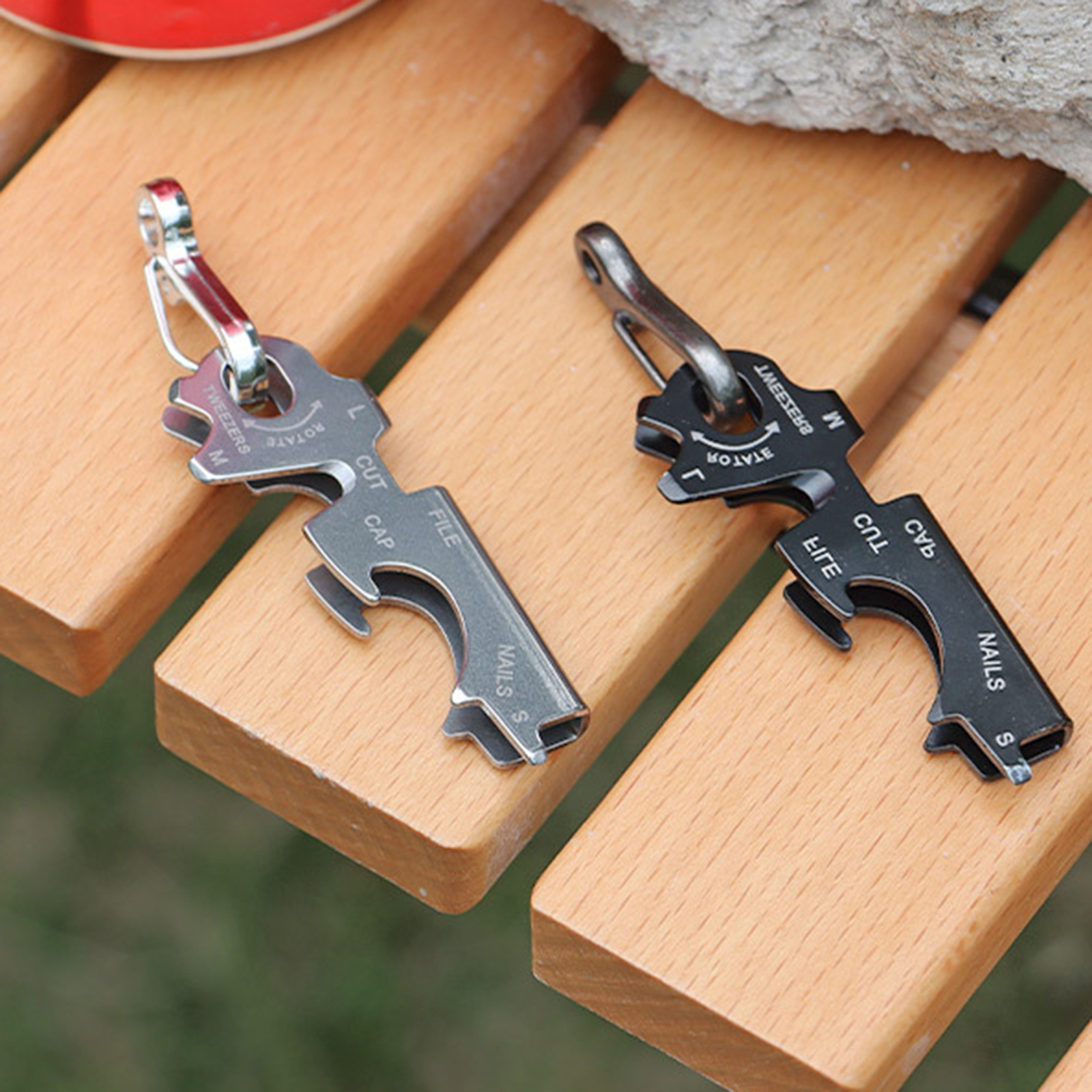 2 Pcs Keychain Tools and Gadgets 8 in 1 Stainless Steel Screwdriver Tool