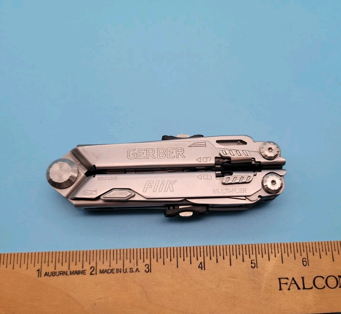 GERBER Flik Multi-Tool – Silver – Pliers, Knife, Scissors, Saw – DISCONTINUED