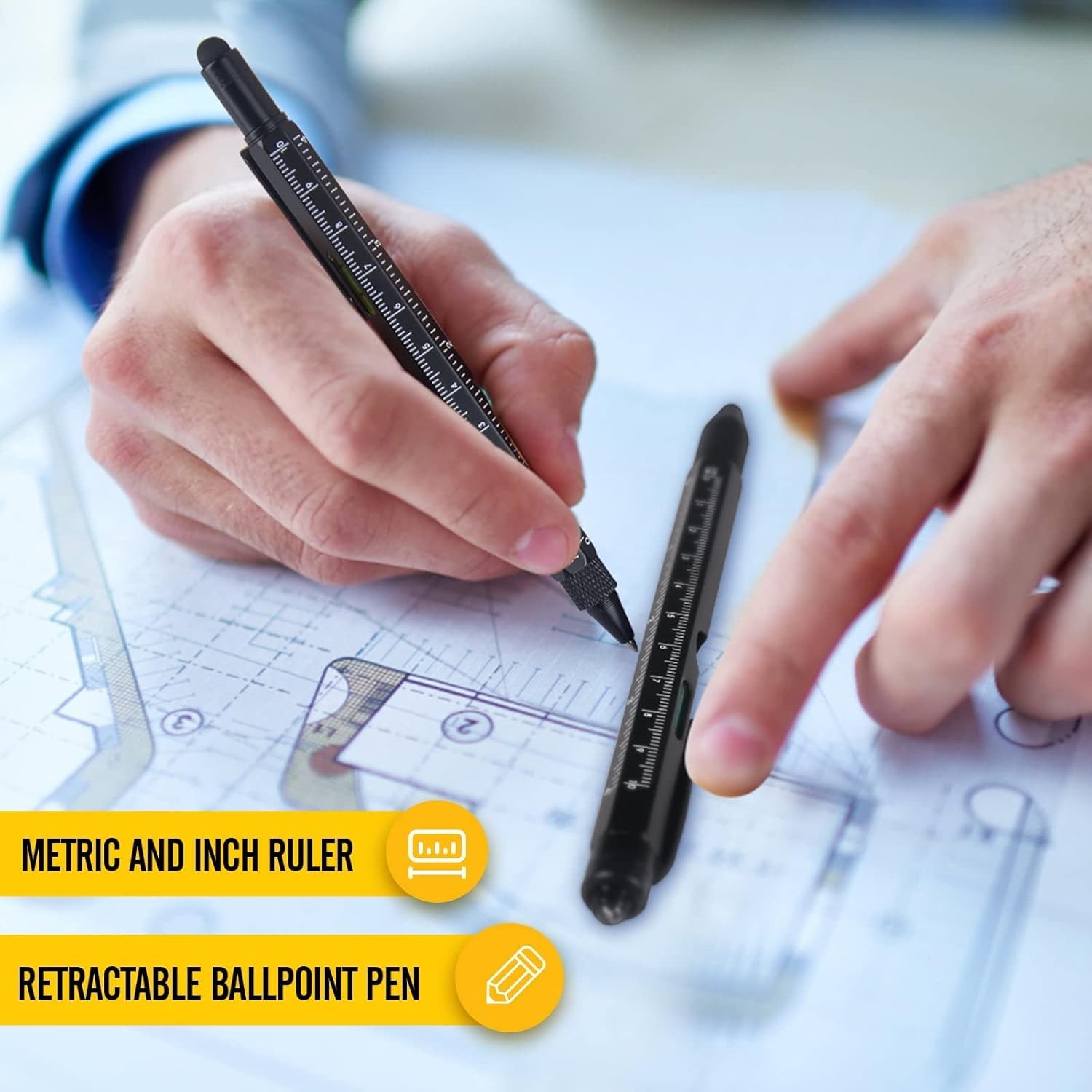 9 in 1 Multifunction Ballpoint Pen with Modern Handheld Tool Measure Technical