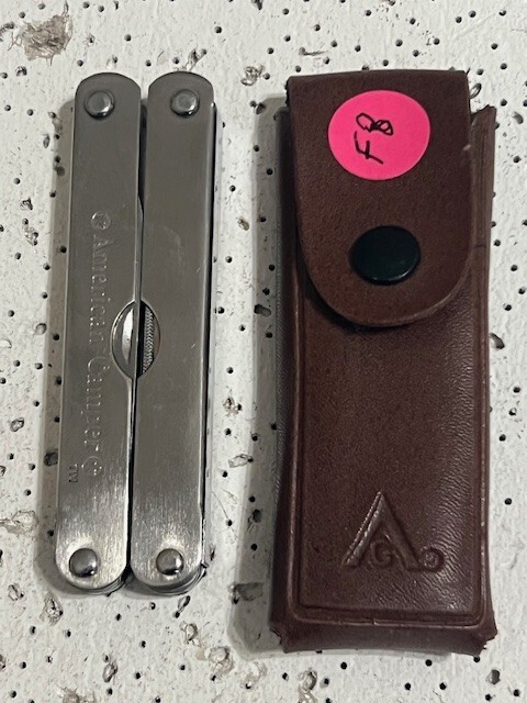 Vintage American Camper Stainless Steel Multi-Tool Pliers With Brown Sheath —