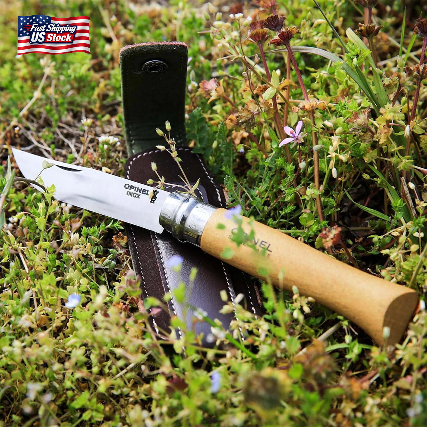 OPINEL No. 08 Stainless Steel Alpine Sheath Box Set, INOX Number 8 Stainless Ste