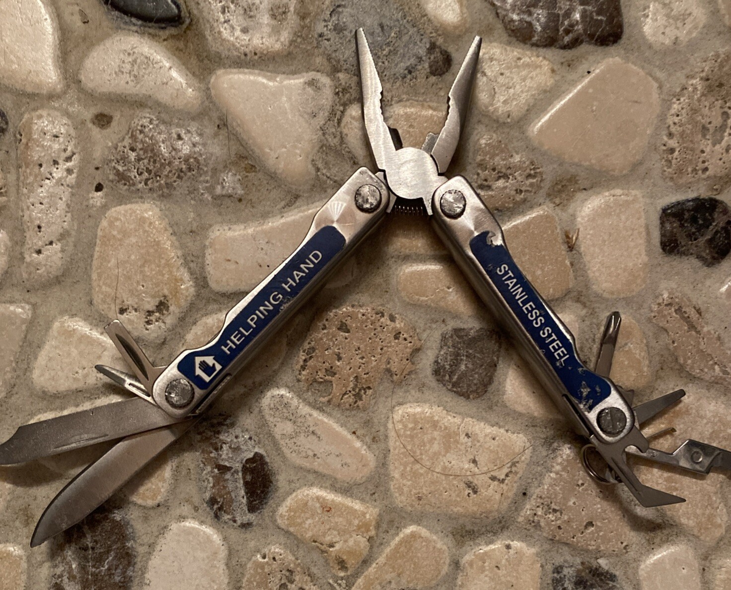 Helping Hand stainless steel blue mini Pocket Key Chain multi tool 10 Tools
