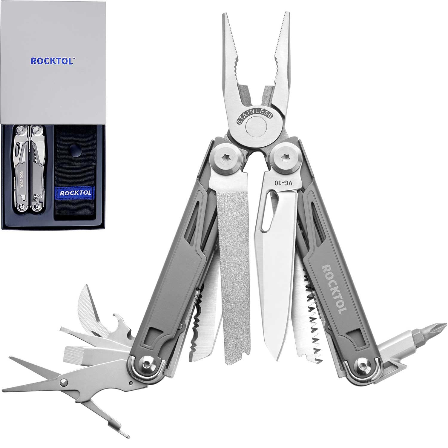 Multitool SK02, VG-10 Knife,19-in-1 Multi-tool Pliers with Titanium-plated Ha…