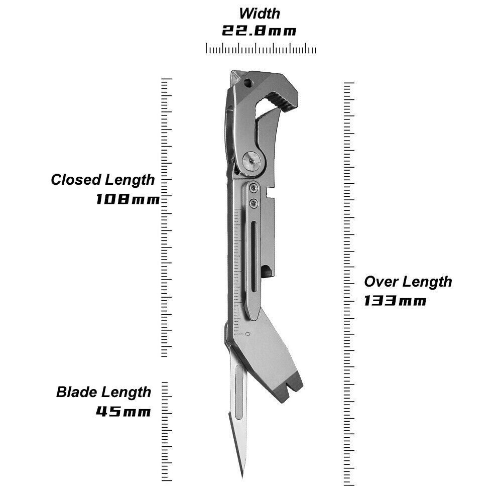NEW Titanium Crowbar Pry Bar Scalpel Balde Knife Spanner EDC Tool Bottle Opener