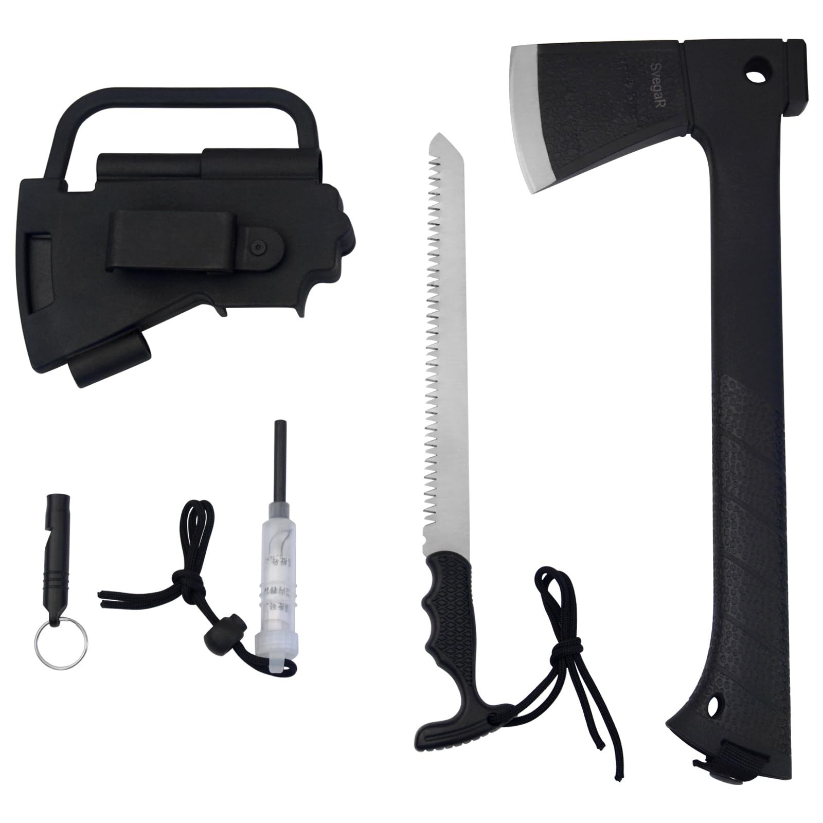 14″ Camping Axe & Hatchet Multi-Tool – Survival Tool with Handsaw, Fire Starter,