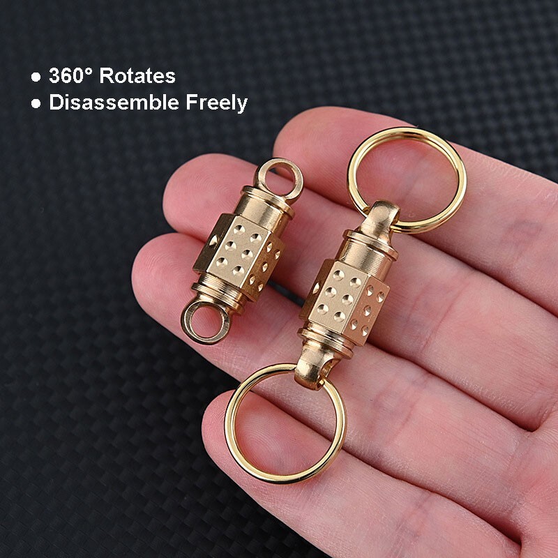 EDC Solid Brass Insert Buckle Gimbal Ring Portable Double Keychain Pendant Tool