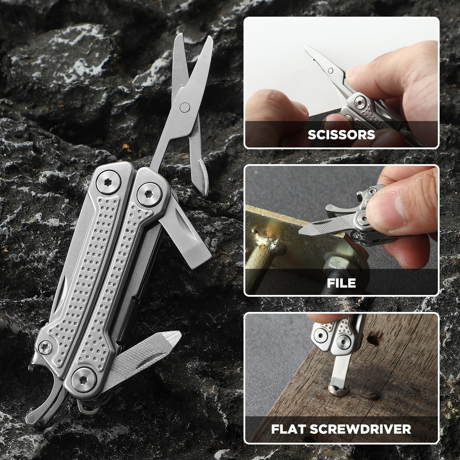 VIRENKNIFE Multitool,11-in-1 Mini EDC Multitool，Gifts for Men,Stainless Steel…