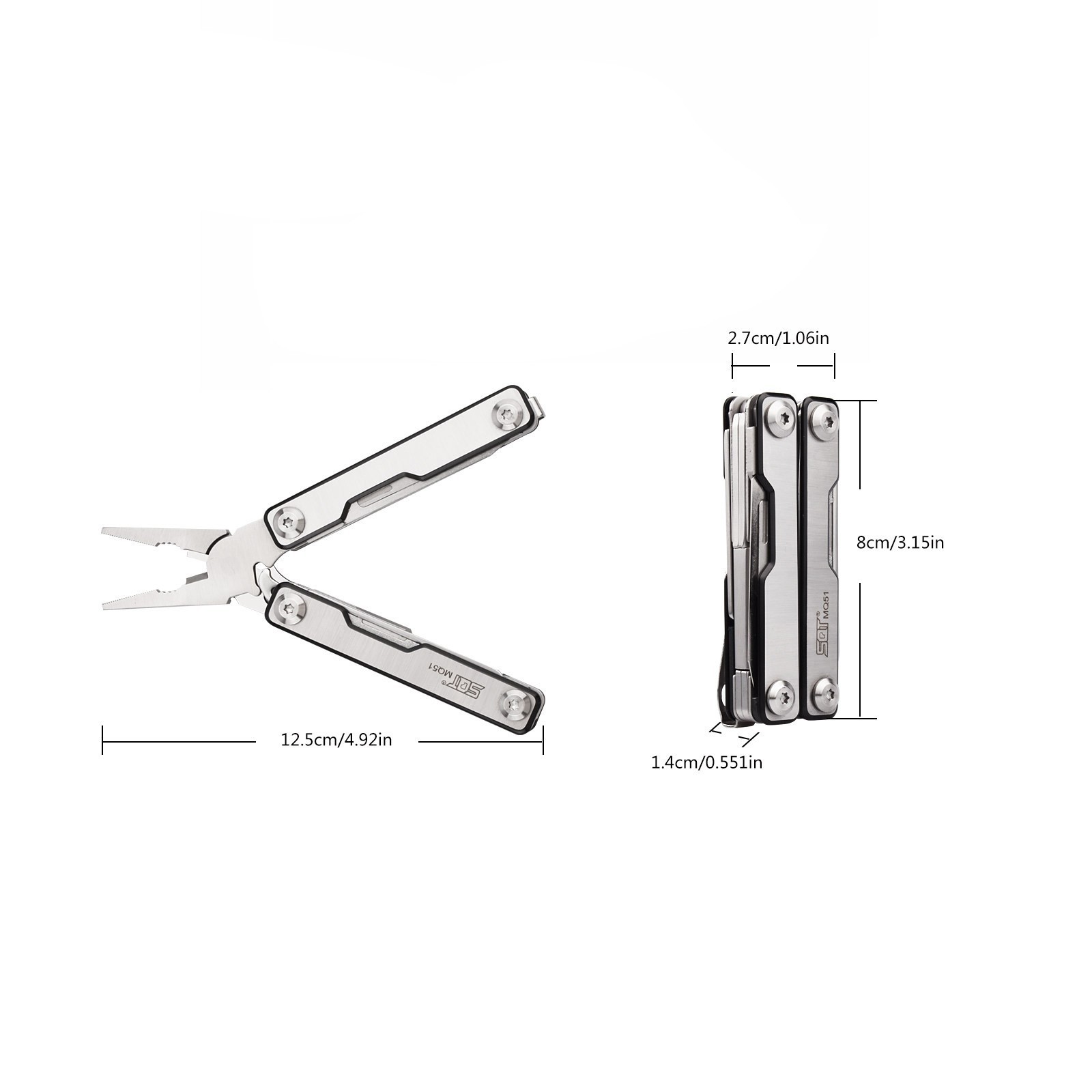 6-in-1 Stainless Steel Multitool Pocket Pliers EDC Utility Tool with Blades