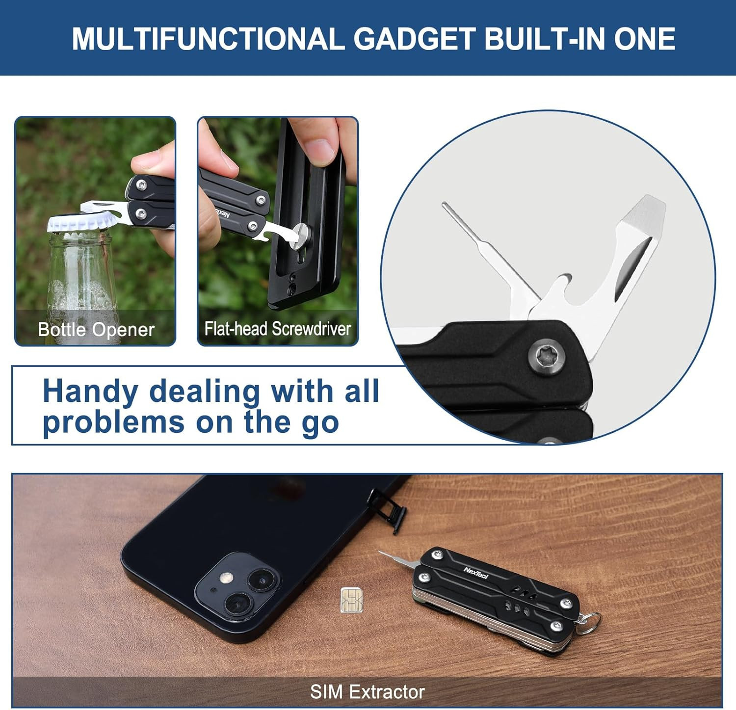 Mini Multitool – 9 in 1 Keychain Multitool with Needle Nose Pliers, Scissors, SI