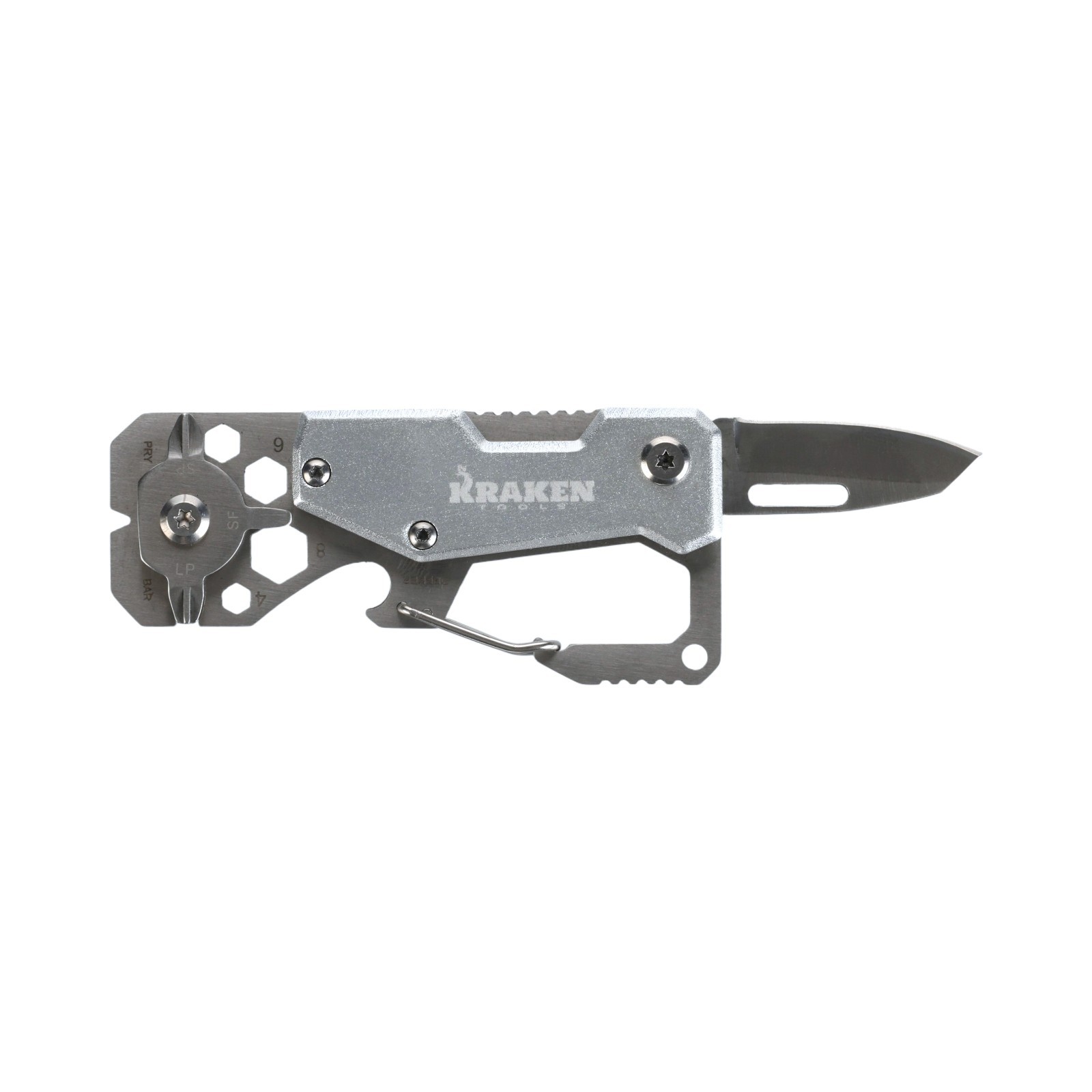 Kraken Tools 10 in 1 Stainless Steel EDC Multi Tool with Carabiner