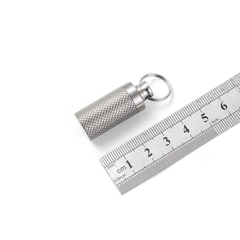 EDC TC4 Titanium Portable Keychain Pill Capsula Case Outdoor Survival Tool F-14T