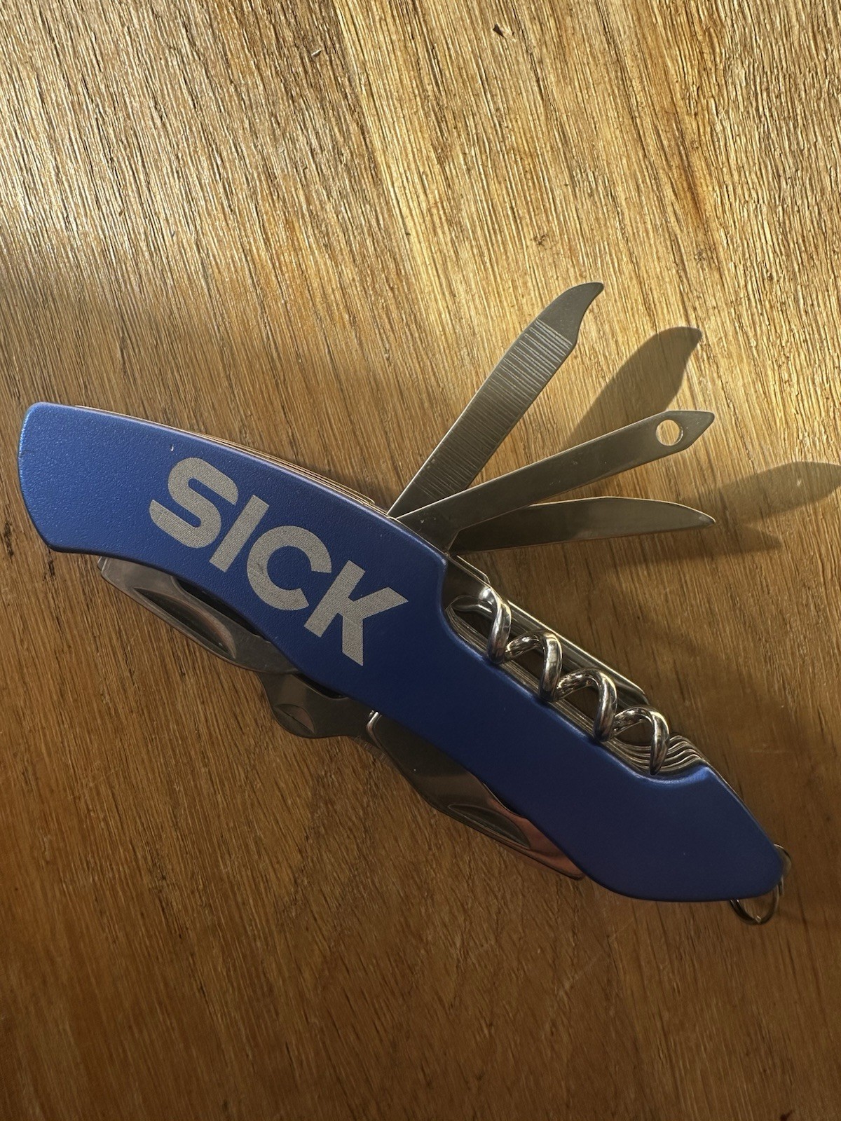 Blue SICK Multi Tool Pocket Knife Corkscrew Saw Scissors Bottle Opener Sheath