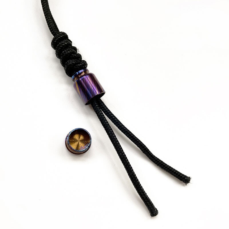 Hot Timascus Parachute Cord Knife Bead Necklace Keychain Pendant Lanyard EDC