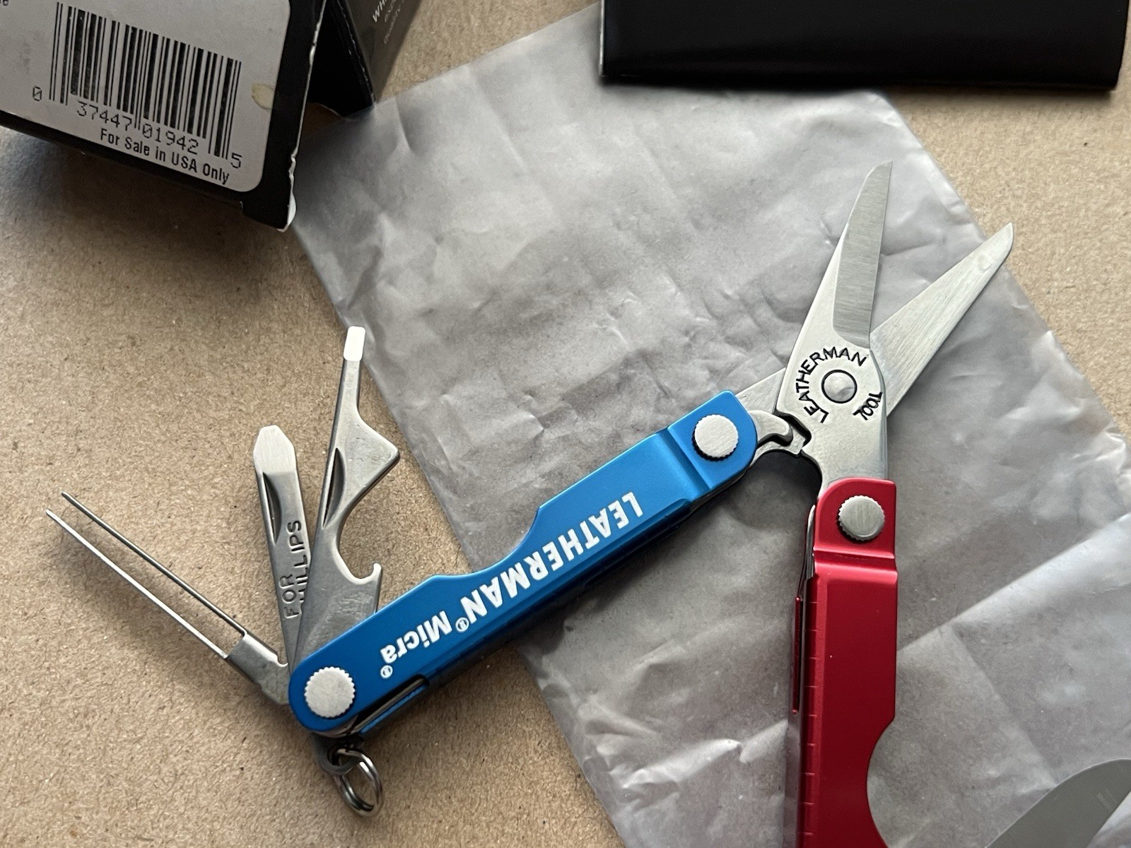 LEATHERMAN Micra – Red & Blue, Mint in Box, Rare.