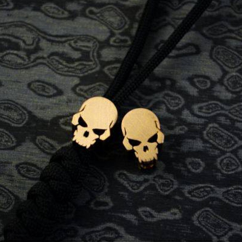 Gold Skull Knife Lanyard Bead Metal EDC Zipper Pull Pendant Charm
