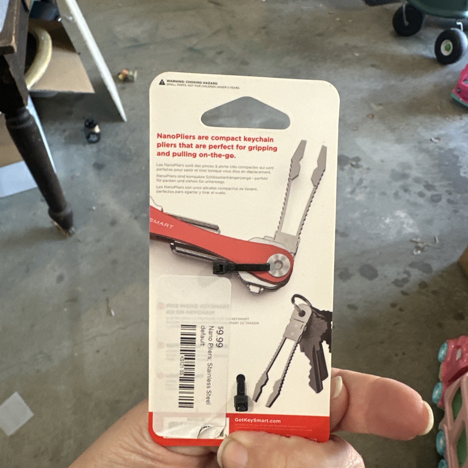 KeySmart Nano Pliers Stainless Steel Silver Compact Key Tool
