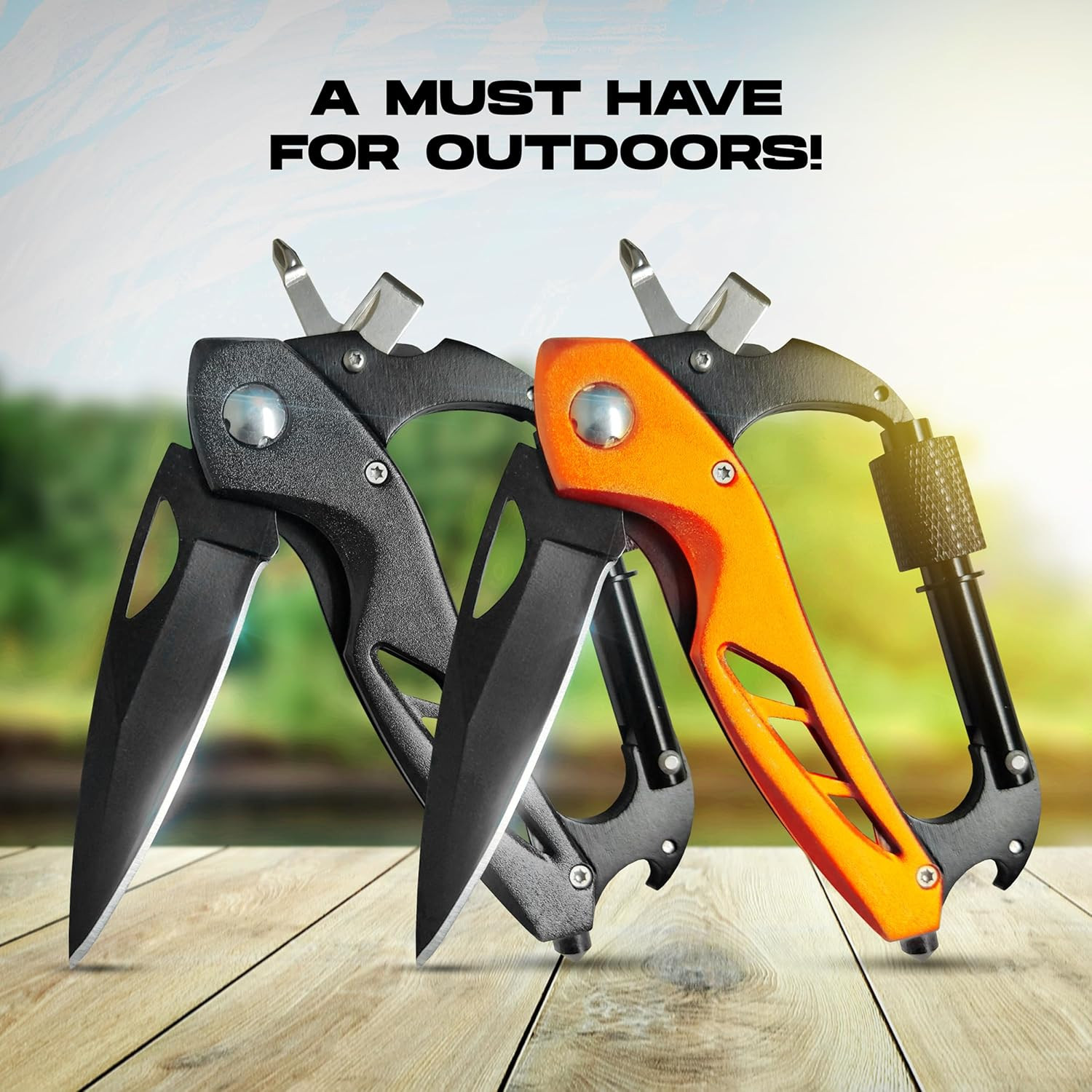 Outdoor Carabiner Multitool, Carabiner Knife, EDC Pocket Knife Survival Gear wit