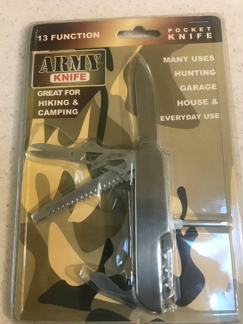 FOLDING 13 FUNCTION ARMY POCKET KNIFE TOOL HUNTING CAMPING GARAGE (((NEW)))