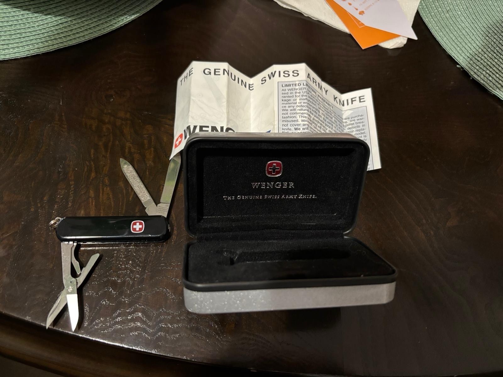 Wenger Swiss Army Knife Multi-Tool Black Straight Edge Knife Scissors File