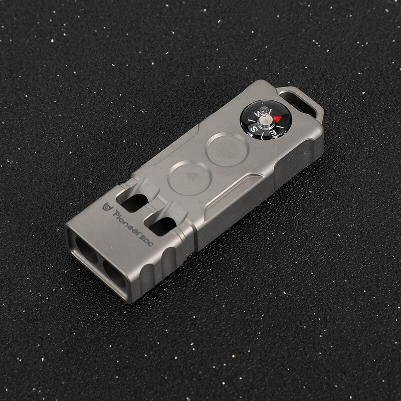 Titanium Alloy Double Tube Whistle 120DB Outdoor Survival EDC SOS High Frequency